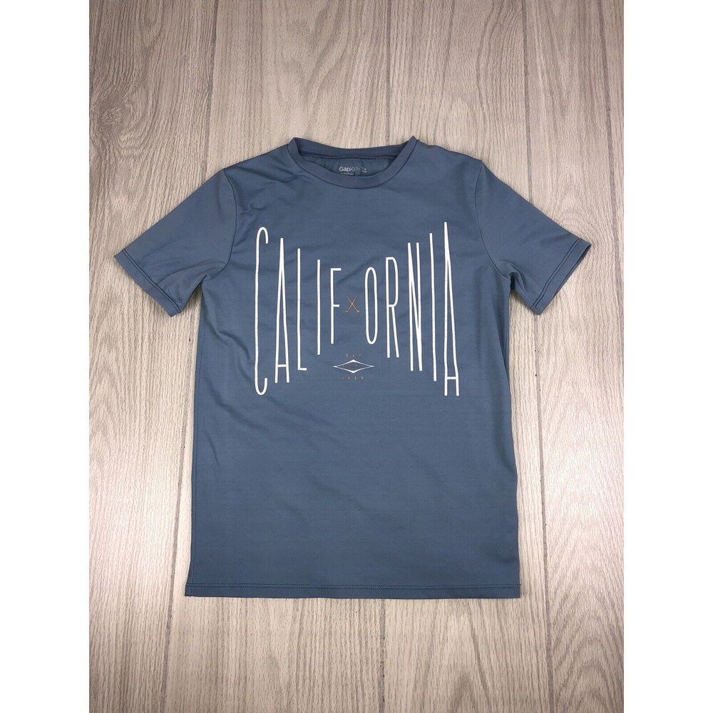GAP Kids Boys Size Medium 8-9 Rash Guard Swim Shirt Blue With California Graphic